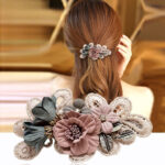 Handmade Bow Hair Accessories Barrettes Hair Ring Pearl Elegant Girl Headdress Flower - Image 7