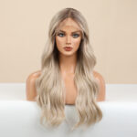 Gradient Golden Texture Large Curly Lace Wig For Women - Image 9
