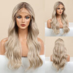 Gradient Golden Texture Large Curly Lace Wig For Women - Image 10