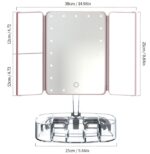 Three-sided Foldable Magnifying Desktop Makeup Mirror With Lamp - Image 9