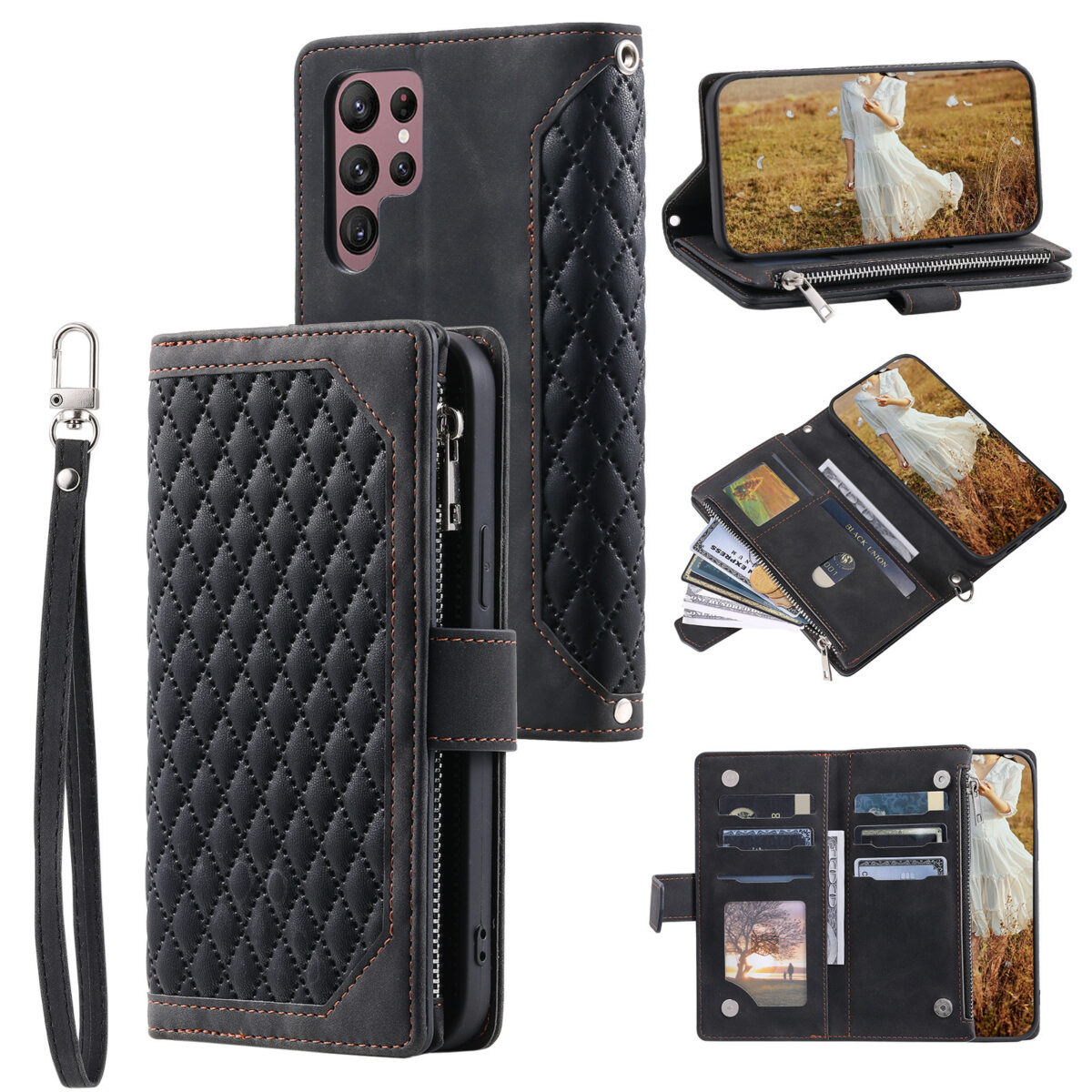 Crossbody Plaid Multi-functional Zipper Bag Mobile Phone Case - Image 10