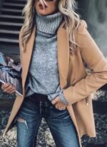 Thick Fashion Slim-fit Collar Pocket Mid-length Woolen Coat - Image 2