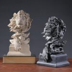 American Retro Animal Copper Lion Head Portrait Resin Craft Ornament Hallway Office Wine Cabinet Decoration - Image 2