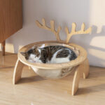 Antlers Cat Nest Four Seasons Universal Pet Supplies Chamfer Space Capsule Solid Wood Cat Bed - Image 2