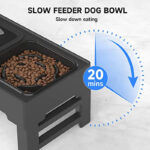 Elevated Dog Bowl Adjustable Raised Dog Bowl With Slow Feeder Dog Bowl And Dog Water Bowl Non-Spill For Small Medium Large Dogs - Image 7