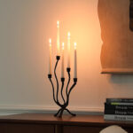 Branched Multi Headed Candlestick Black Ornament