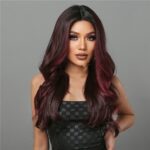 Middle Long Curly Hair With Reddish Brown High Temperature Silk Wig - Image 2