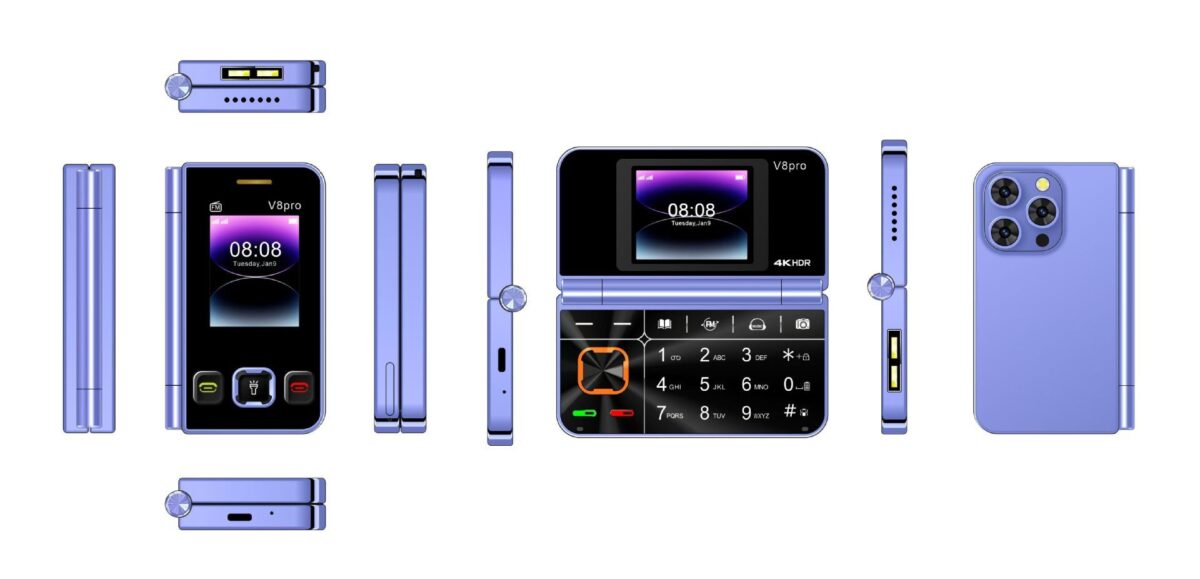 V8pro Dual Screen Folding Flip Function Mobile Phone - Image 8