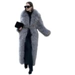 Gray Lapel Extended Plush Coat Warm Thickened Fleece-lined - Image 5