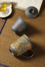 Japanese Style Rock Mine Office Hand-made Ceramic Tea Cup With Lid - Image 2