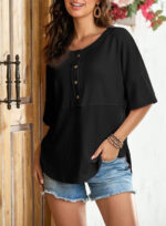 Women's Waffle Knit Top Fashion - Image 8