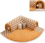 Funny Plush Plaid Cat Tunnel Cat Bed Cat Tunnel Bed With Central Mat Plush Plaid Tunnel Cat Bed Zipper Cat Tunnel For Indoor Cats - Image 3