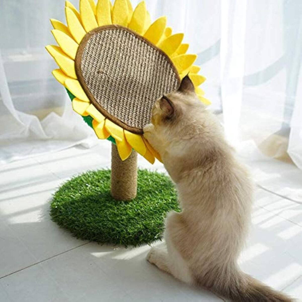 Sisal-Covered Cat Claw Scratcher Pole With Sunflower Cat Scratching Post And Flower Cat Tree Furniture - Image 4