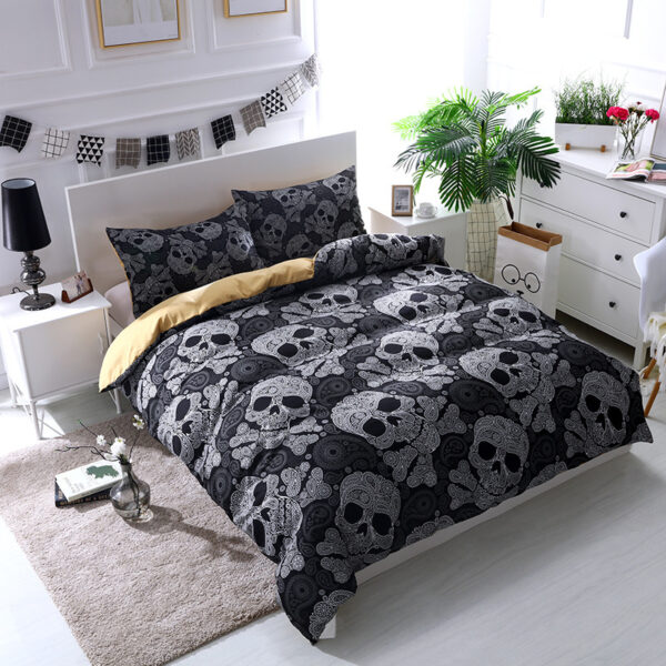Watercolor Flower Skull 3D Four-piece Set