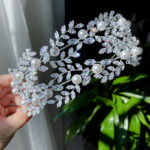 Delicate Pearl Crown Bridal Wedding - Image 2