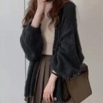 Women's Mid-length Lantern Sleeve Knitted Cardigan Coat - Image 5
