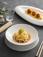 Irregular White Ceramic Dinner Plate - Image 2