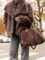 Warm Fashion Loose-fitting Long Sleeves Plush Brown Coat - Image 6