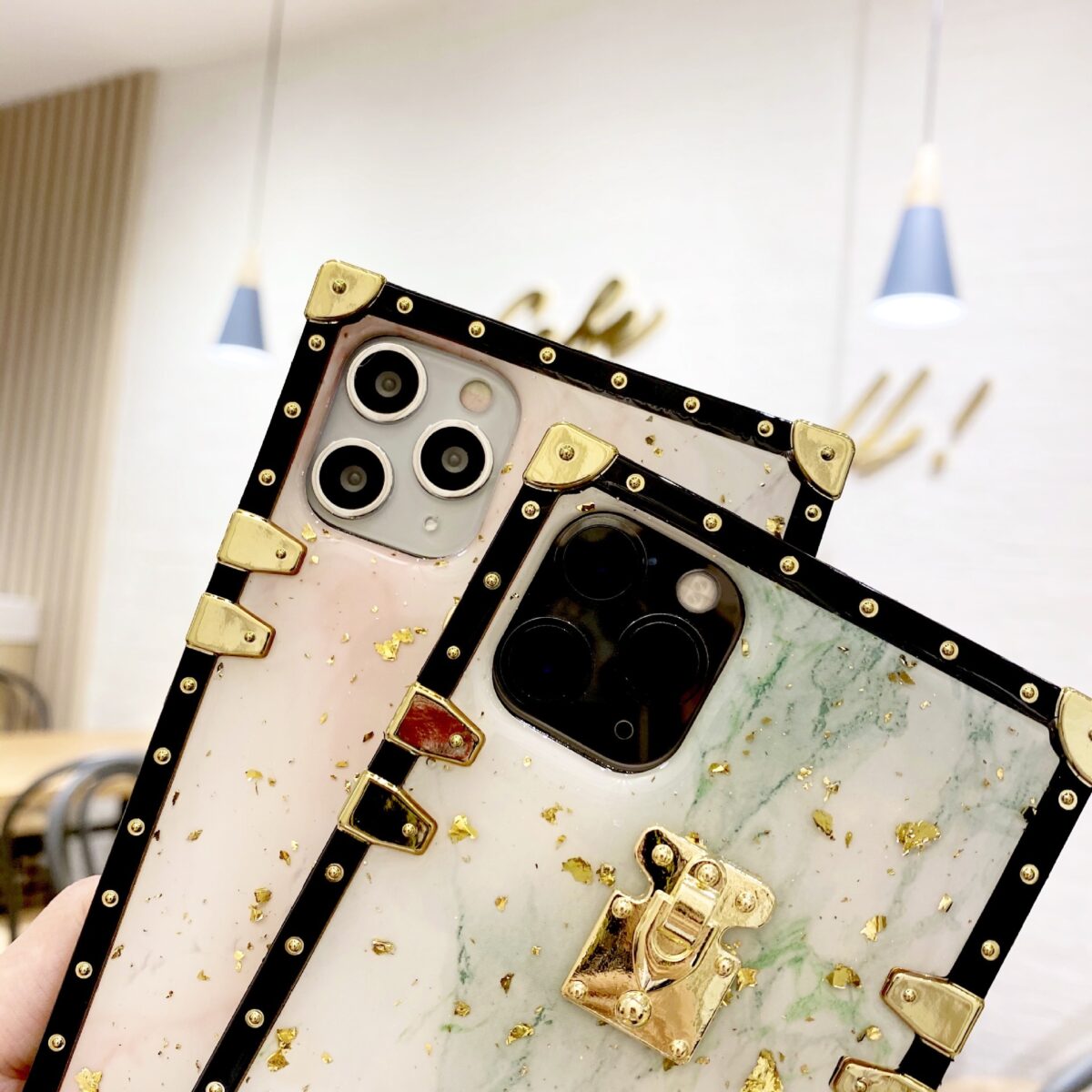 Compatible with Apple , Marbled Gold Foil Epoxy Phone Case - Image 3