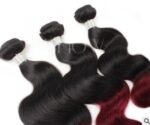 Xuchang real person wig Brazil hair curtain dice curtain wine red two-color body wave hair curtain one generation - Image 4