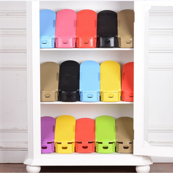 Adjustable Double Stand Shoe Support Lock Closet Cabinet Storage Rack