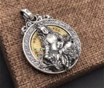 925 Sterling Silver Six-Character Mantra Turning Bronze Pendant - Image 4