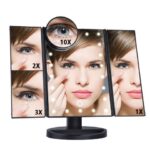 Three-sided Foldable Magnifying Desktop Makeup Mirror With Lamp - Image 4