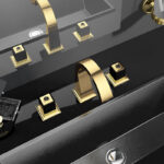 Two-piece basin faucet Golden three-hole basin bathroom cabinet - Image 4