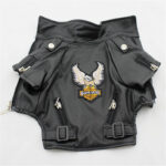 Pet Small Dog Sticker Embroidered Eagle Leather Jacket - Image 6