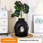Hidden Fully Enclosed Green Plant Cat House Toilet Litter Box Folding Splash-proof - Image 2