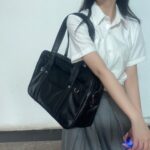 PU Uniform Bag, JK Large Handbag, School Bag With A Campus-supplied Feel, Japanese-style Female High School Student Bag, Unisex Shoulder Briefcase - Image 7