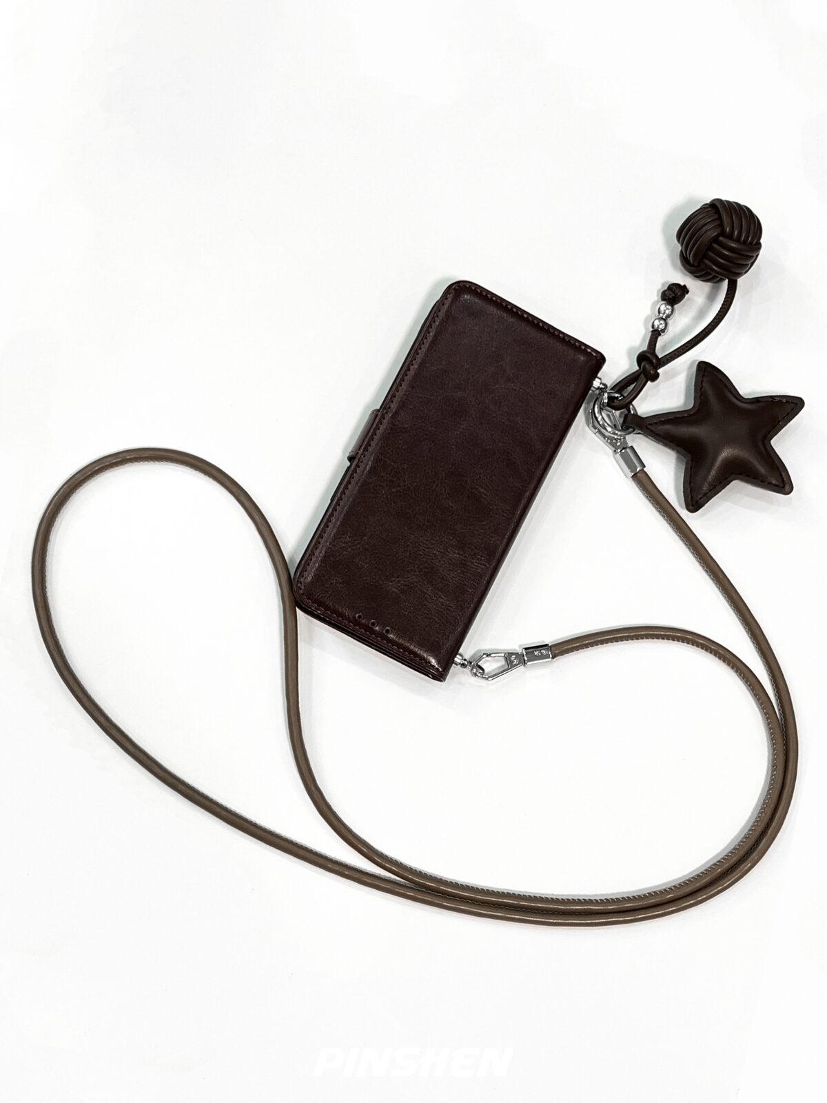 Niche Magnetic Flip Vintage Brown Woven Ball Portable Crossbody Leather Rope - Image 3