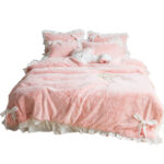 Quilt Cover Three-piece Princess Style Solid Color Bed Sheet - Image 5