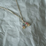 9K Gold Exquisite Colorful Zircon Rainbow Shape Pendant - Image 4