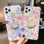 Laser colorful flower language bracket phone case