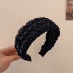 French Style Vintage Weave High Skull Top Headband Simple Solid Color Wide Edge Advanced Pressure-sensitive Hair Band Pastoral Knitted Headdress - Image 9
