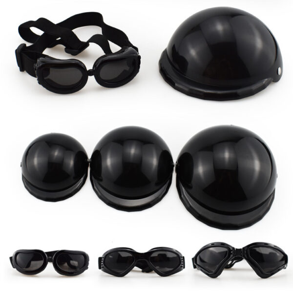 PET Helmet Helmet Dogs And Cats Outing Motorcycle Cap Headwear Pet Toy Hat Sunglasses Helmet Set