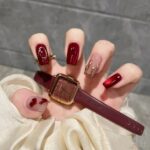 Hot Red Cat's Eye Bride's Wedding Pure Hand-worn Nails - Image 4