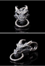 S925 Sterling Silver Blue Dragon Punk Pendant - Image 8