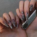 Dark Goth Wind Irregular Metal Wear Nail Sticker - Image 4