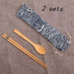 Wooden Chopsticks Spoon Set Travel Portable Tableware - Image 8