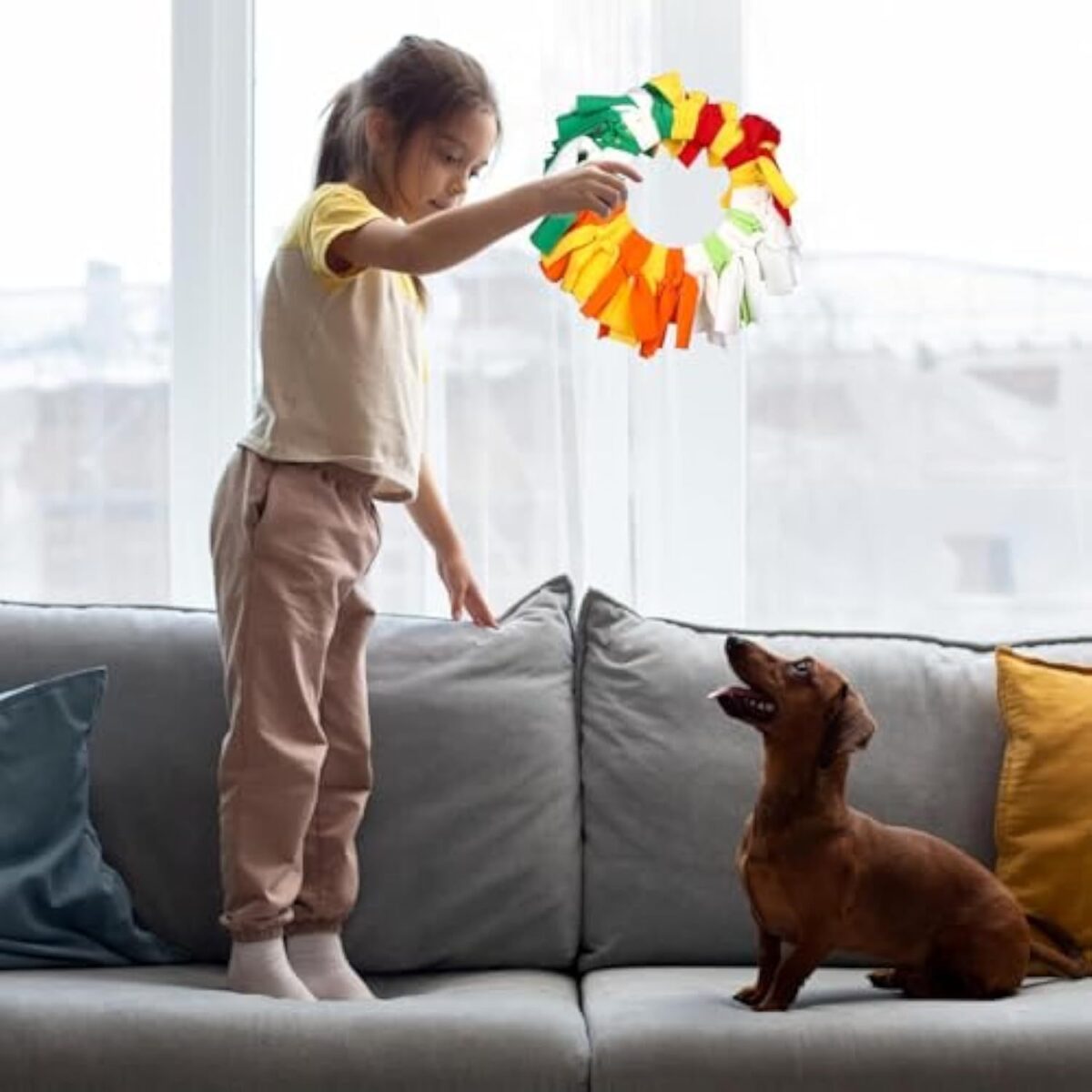 Interactive Sniffle Dog Toy For Throwing, Snuffle Pet Flying Disk For Dogs, Dog Flying Toy, Dog Sniffing Collar Toy Soft Polar Fleece Relieve Boredom Sniff Ball Enrichment Toy For Pet - Image 2