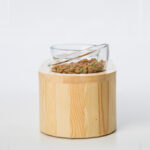 Solid wood double bowl glass cat bowl - Image 3