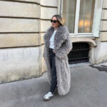 Gray Lapel Extended Plush Coat Warm Thickened Fleece-lined - Image 4