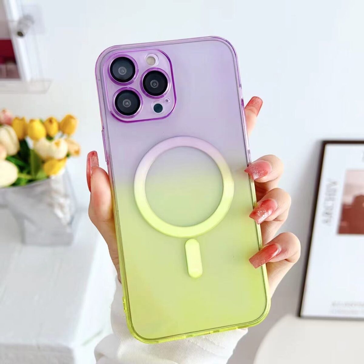 Hot Gradient Two-color Magnetic Phone Case Lens Protector Protective Case - Image 8