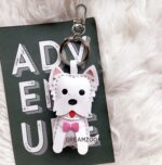 Dreamzoo original West Highland White Terrier Dog Car Key Chain West Highland cowhide dog Zodiac bag Pendant - Image 5