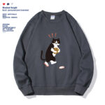 Women's Fashionable Solid Color Printed Long Sleeved Sweatshirt - Image 7