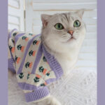 Retro Purple Flower Sweater Cute Pet Cat Dog Autumn And Winter Knitted Clothes - Image 3