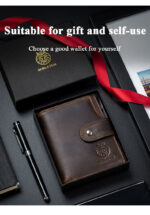 First Layer Cowhide RFID Anti-theft Swiping Leather  European And American Retro Men's Short Vertical Wallet - Image 9