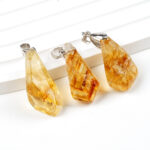 Natural Citrine Cluster Pendant Irregular Raw Stone Necklace - Image 4